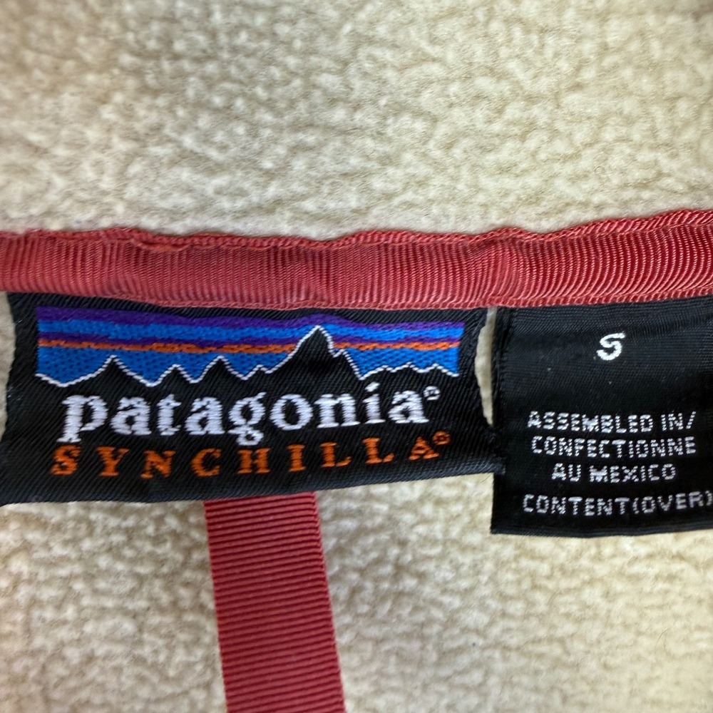 Patagonia Synchilla Snap-T Pullover Mens Small Tan Fleece Olive Green Trim 12536 - Picture 4 of 15